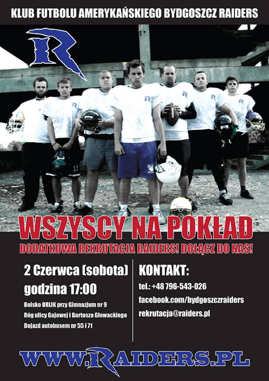 Wielka dogrywka Bydgoszcz Raiders. Drugi nabór do drużyny już 2 czerwca