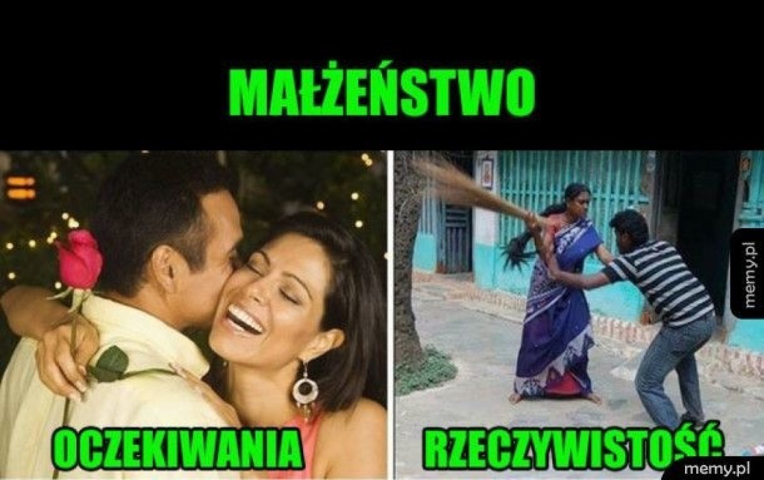 Nie ma to jak małżeństwo? Memy potrafią obedrzeć ze złudzeń każdego, kto tak myśli! Oczywiście, że mąż i żona to idealny duet – zupełnie jak ogień i woda