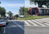 Dramatyczny wypadek pod Wrocławiem. Cysterna zderzyła się w z busem, lądował LPR