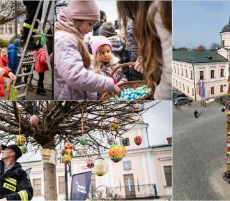 Odświętny Rynek w Tuchowie. Dzieci przystroiły drzewa, strażacy ustawili palmę 