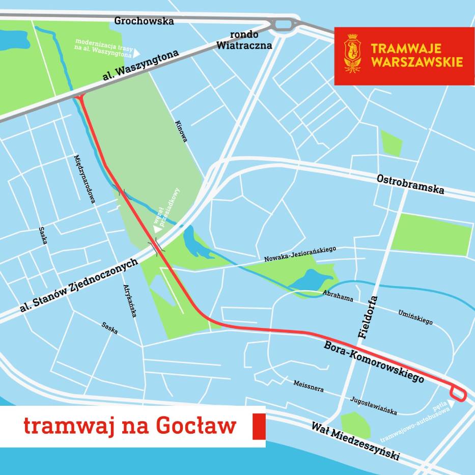 Projektowana trasa tramwajowa na Gocław