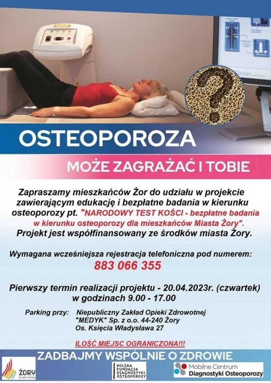 Bezpłatne badania pod katem osteoporozy w Żorach