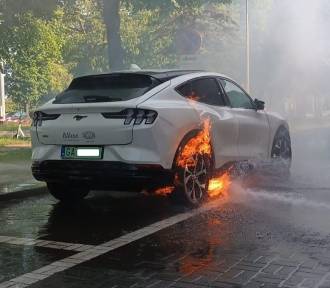 Pożar elektryka w Gdańsku. Gaszenie i kontrola stanu pojazdu trwały niemal 6 godzin