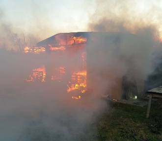 Pożar altanki na działce w Sławnie. Potężny ogień. Zdjęcia