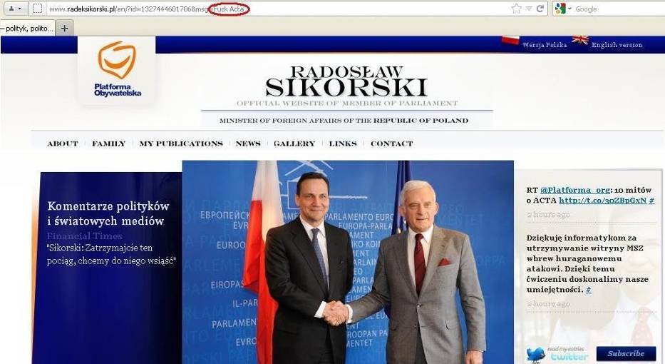 Adres angielskiej wersji językowej serwisu radeksikorski