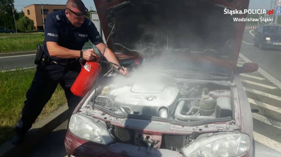 Pożar samochodu na A1